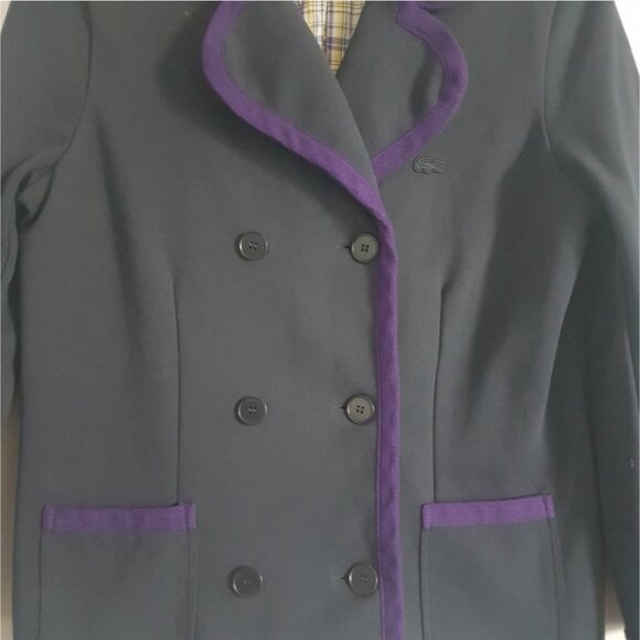 Lacoste Blazer Jacket Fitted Blue Lined Purple Preppy Career Size 40 SIze 8 - Picture 7 of 13
